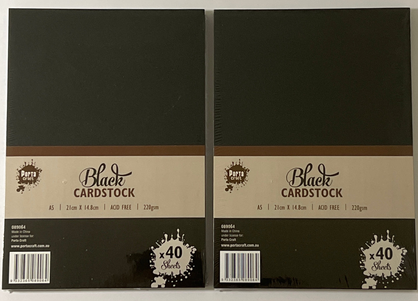 Porta Craft  - 2x Cardstock Black - 80 Sheets - 220gsm