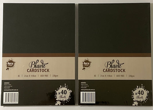 Porta Craft  - 2x Cardstock Black - 80 Sheets - 220gsm