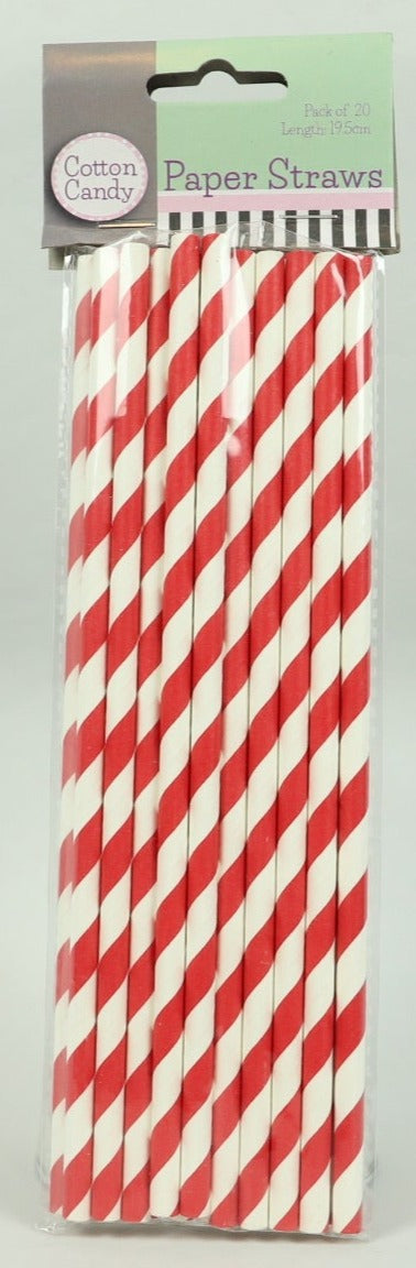Paper Straws - Red/White - Pack of 20