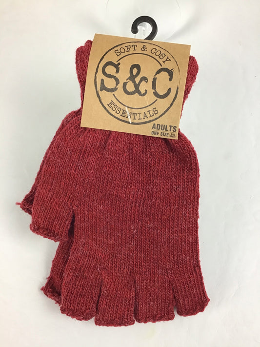 Soft and Cosy Adults Fingerless Gloves - Reddish