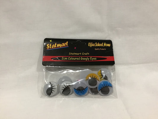 Googly Eyes - 2.5cm - 5 pairs - Mixed Colours