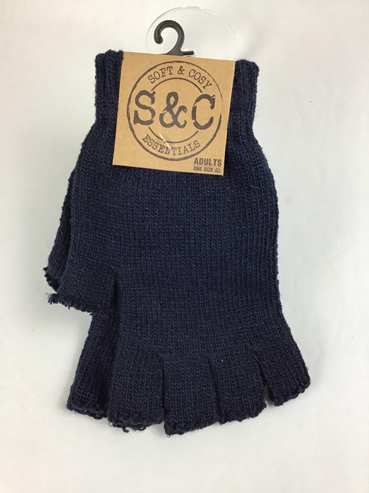 Soft and Cosy Adults Fingerless Gloves - Navy - approx 20cm