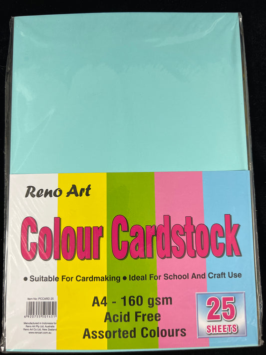 Reno Art - A4 Colour Cardstock - Pastels - 25 Sheets - 160gsm