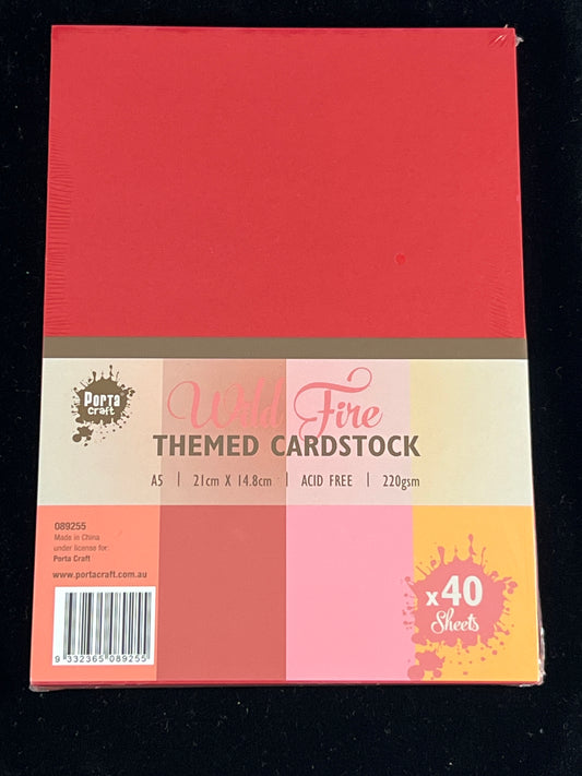 Porta Craft A5 Wild Fire Themed Cardstock 220gsm - 40 Sheets