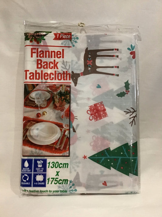 Christmas Flannel Back Table Cloth - 130cm x 175cm - Christmas Theme Design #1