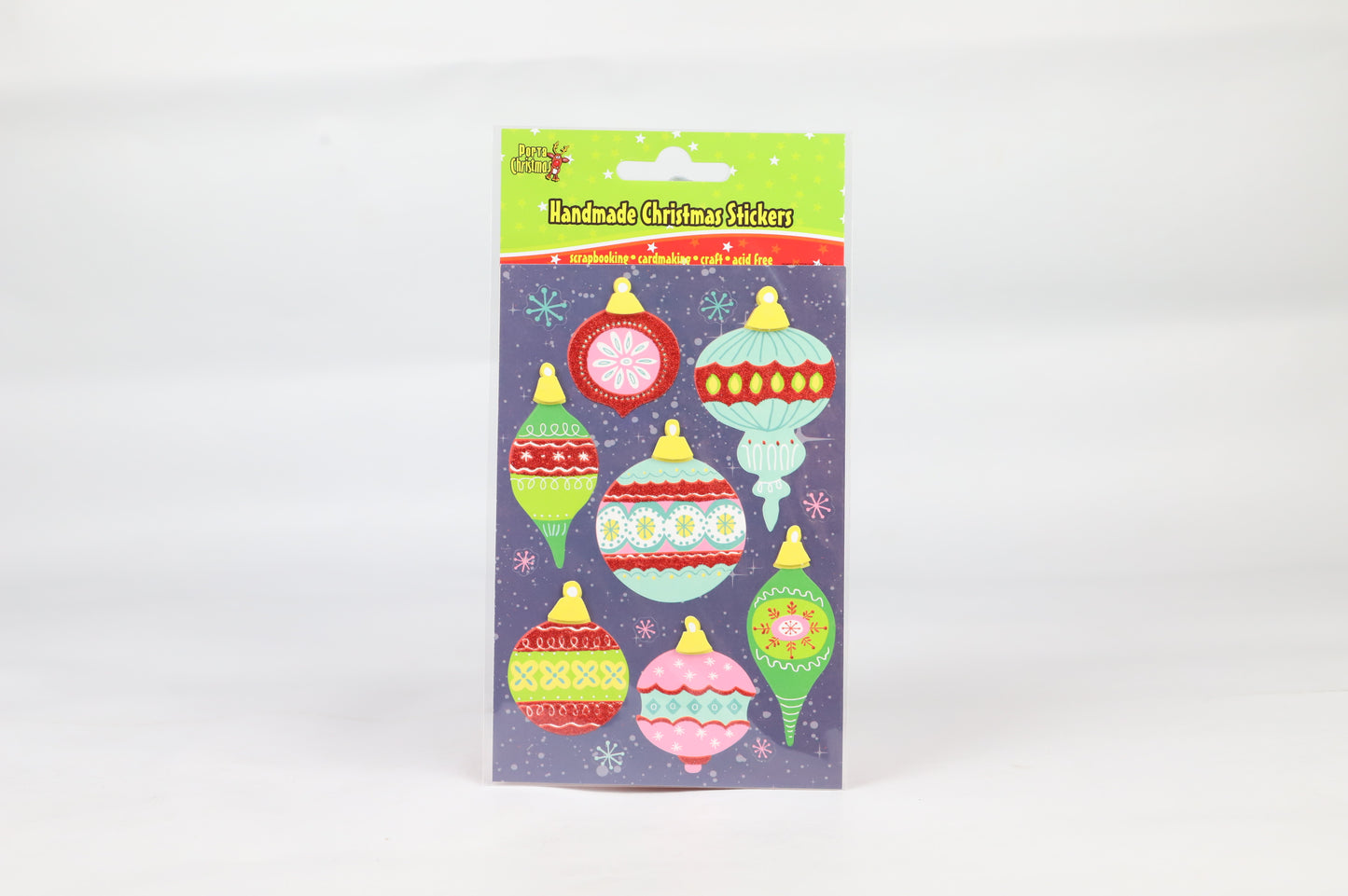 Porta Christmas Handmade Christmas Stickers Baubles 7pc
