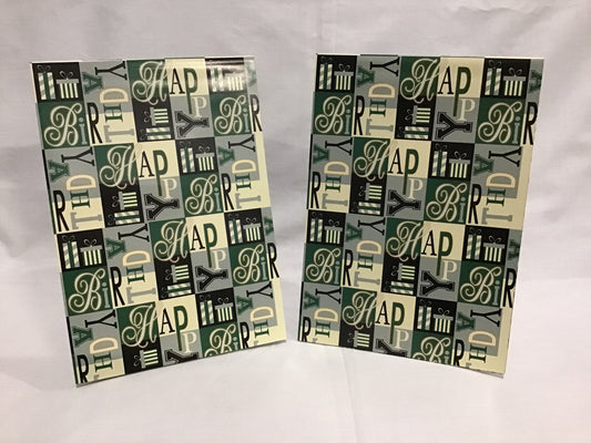 Wrapping Paper Sheets 2x Happy Birthday Abstract Style 70cm x 50cm