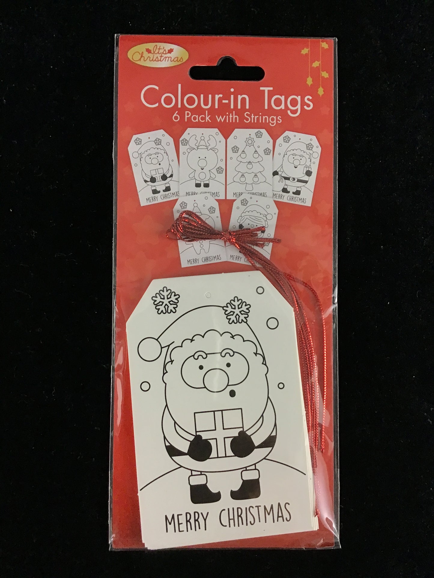 It’s Christmas Colour In Gift Tags Design #1 - 6 Pack with Strings