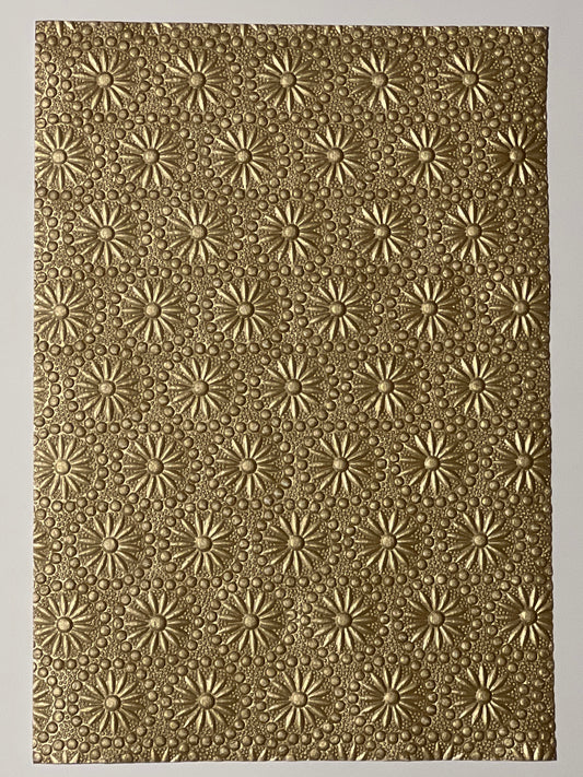 Specialty Paper 3 x Handmade A4 Gold flower Embossed Paper