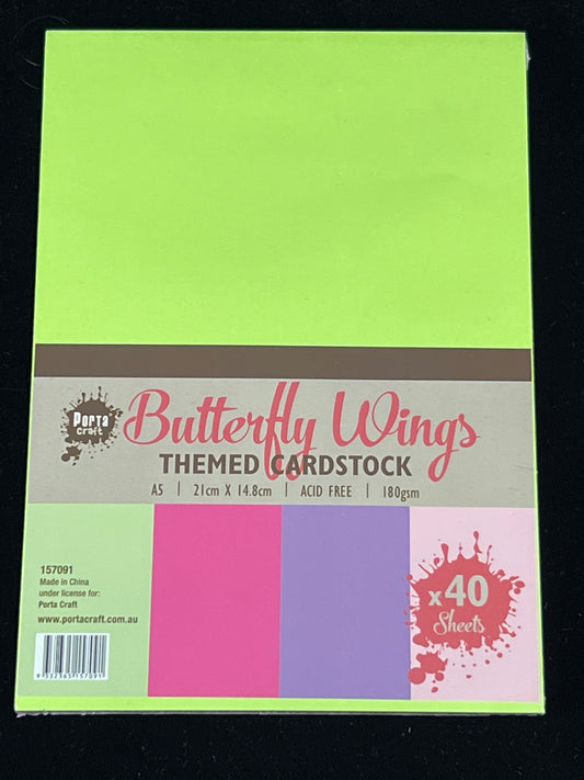 Porta Craft A5 Butterfly Wings Cardstock 180gsm - 40 sheets