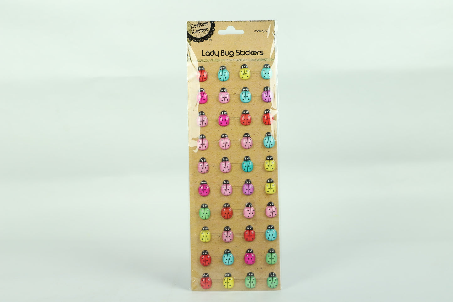 Lady Bug Stickers - Self Adhesive - Multicoloured - Pack of 40