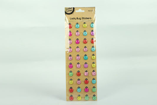 Lady Bug Stickers - Self Adhesive - Multicoloured - Pack of 40