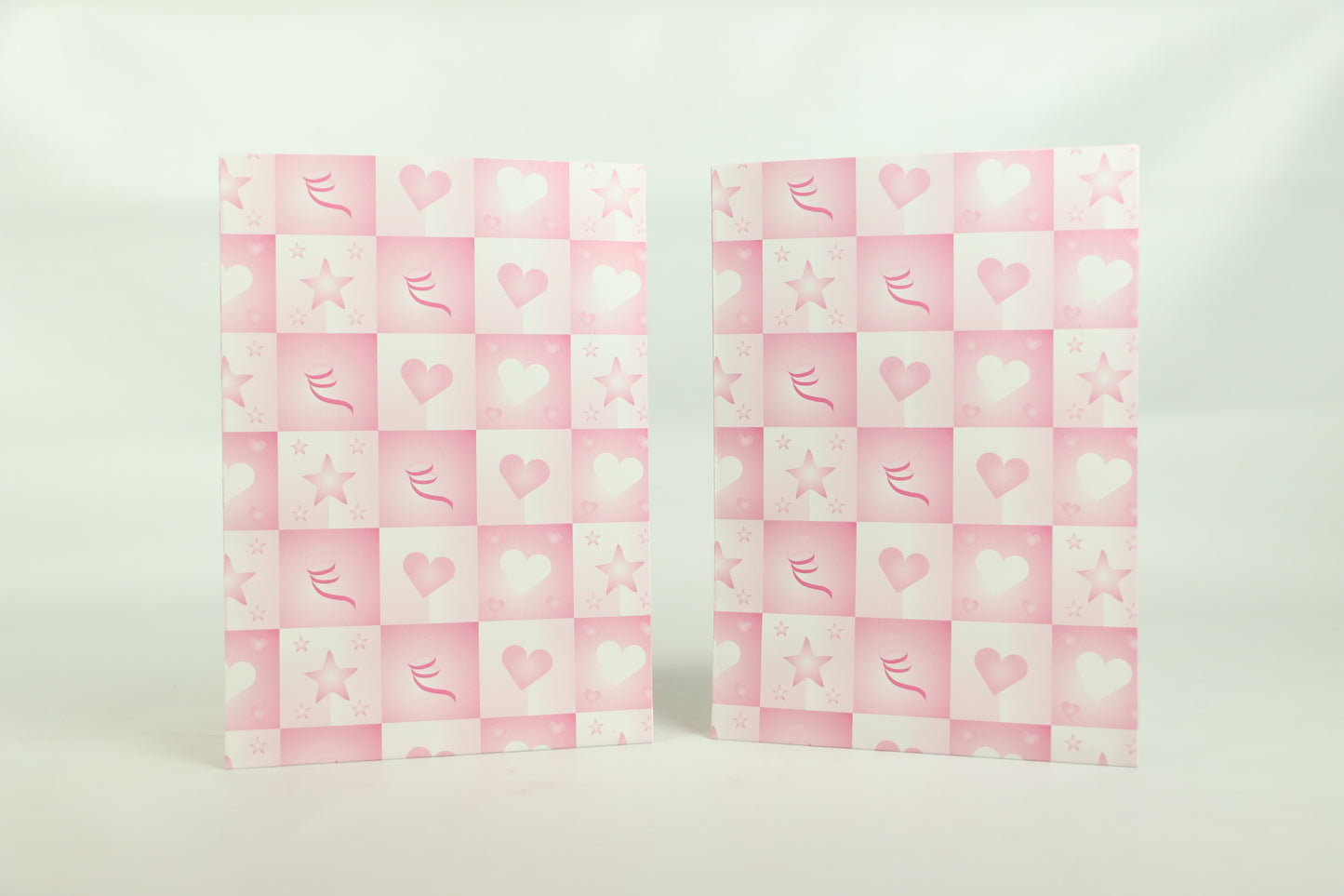 Wrapping Paper Sheets 2x Pink Heart and Star Theme 70cm x 50cm