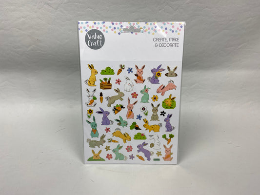 Value Craft Bunnies - Pastel Colours with Carrots and Flowers - One Sheet - Approx 50