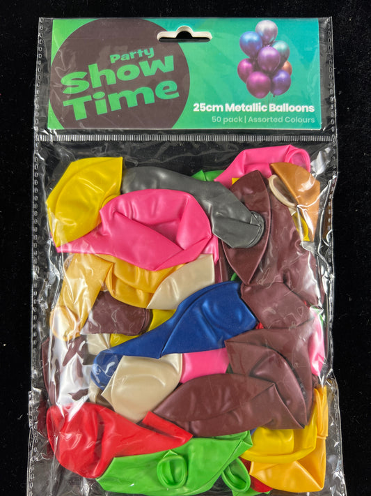 Party Show Time 25 Metallic Balloons 50pk
