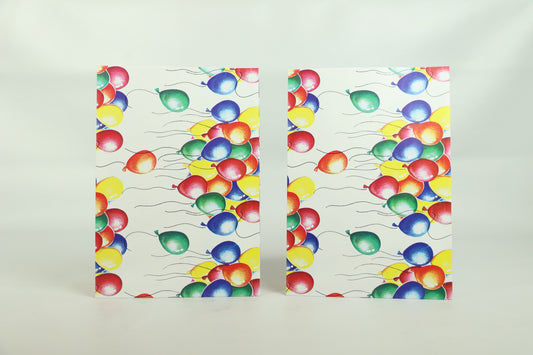 Wrapping Paper Sheets 2x Colourful Balloons on White Background 70cm x 50cm