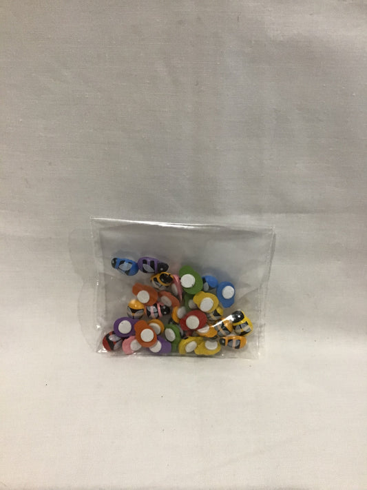 Mini Wooden Bees - 7 Colours - Adhesive - Pack of 30