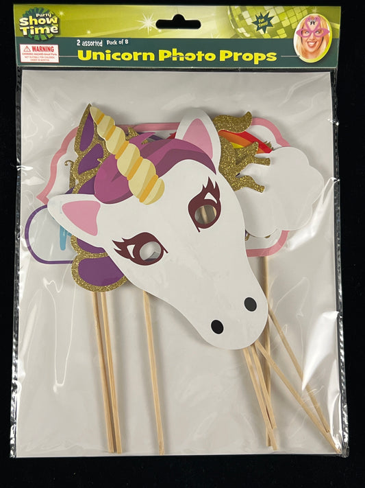 Show Time Unicorn Photo Props - #1 - Pack of 8