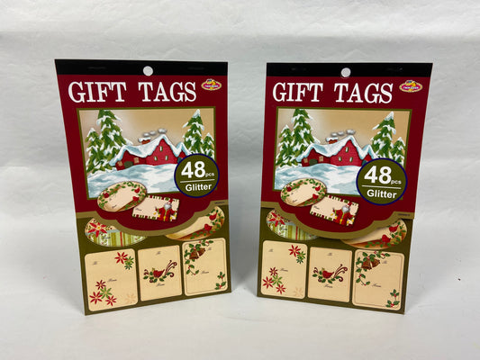 Christmas Glitter Gift Tags x 2 - 96 pieces