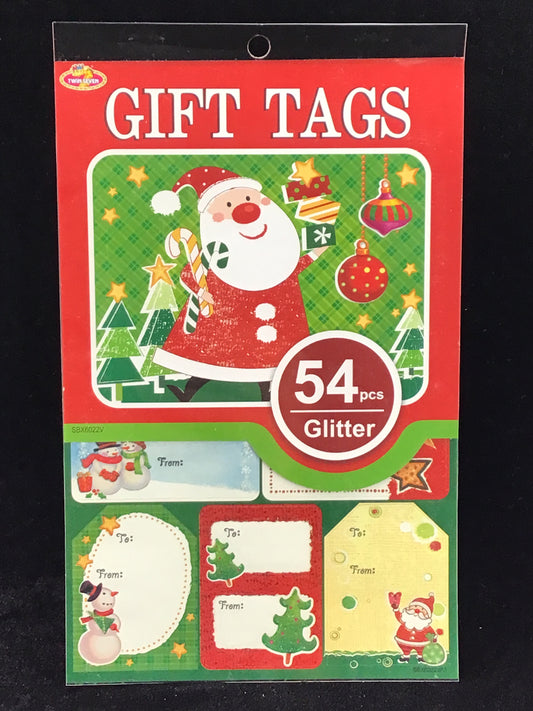 Christmas Glitter Gift Tags - 54 pieces