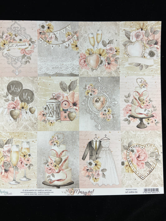 Marry Me - 1x Double sided sheet - 30.5 x 30.5cm