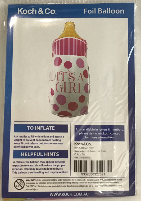 It’s a Girl Milk Bottle - Foil Balloon
