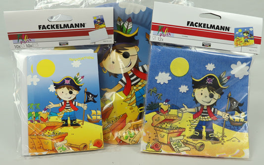 Pirate Theme Party Pack - 2x packs Plates, 1x pack Invitations, 1x pack Napkins