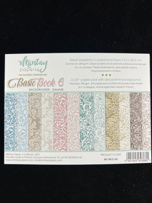 Book 6 - Backgrounds - Damask - 24x Double sided sheets - 15.2x20.4cm