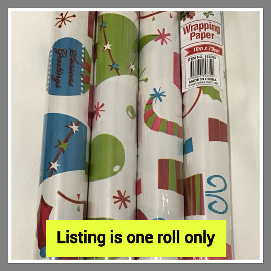 Christmas Wrap - One roll - Design #4 - 10m x 70cm
