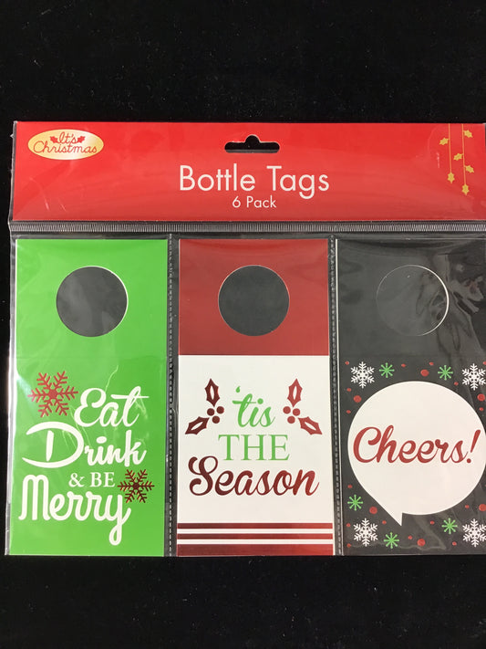 Christmas Bottle Tags - 6 pack