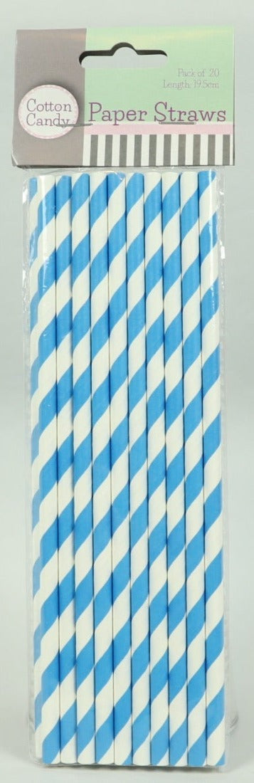 Paper Straws - Blue/White - Pack of 20