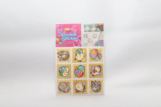 Glitter Sparkle Sticker - Easter Eggs and Chicks 9pc
