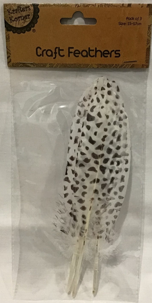 Craft Feathers - Cream with Brown Marks - 3 pack