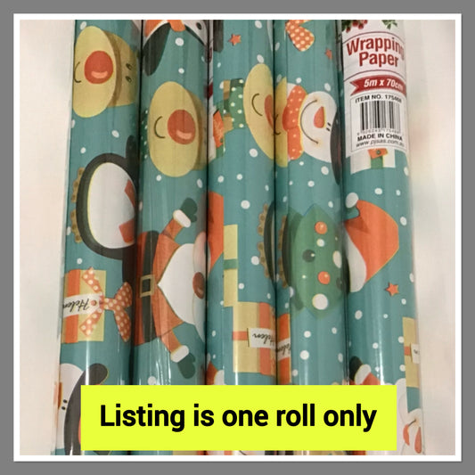 Christmas Wrap - One roll - Design #6 - 5m x 70cm