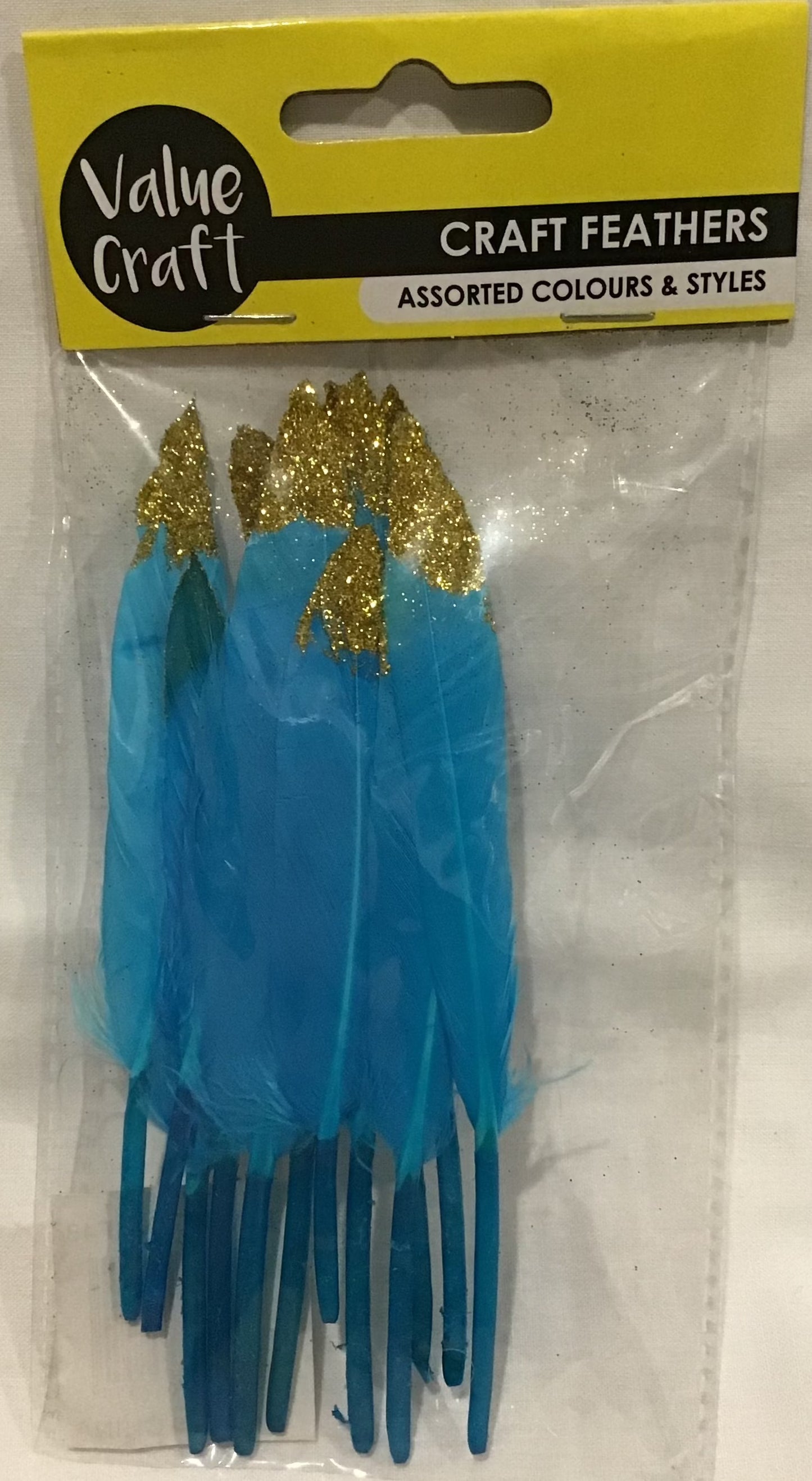 Craft Feathers - Aqua Gold tipped - 12 pack